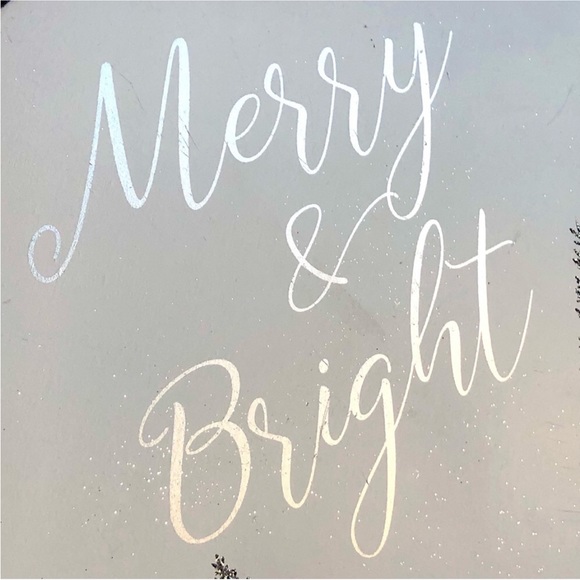 NEW! 🌲Wood White & Silver Lazy Susan “Merry & Bright” - Picture 4 of 6